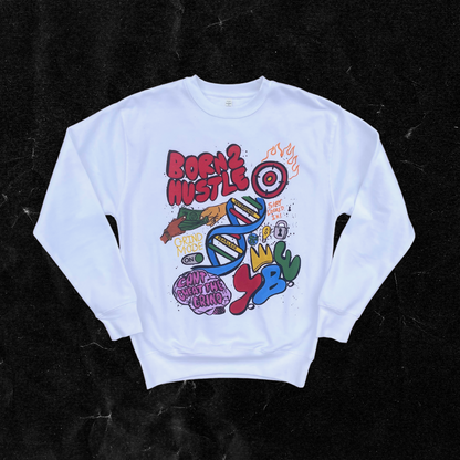 Born 2 Hustle - White Crew Neck